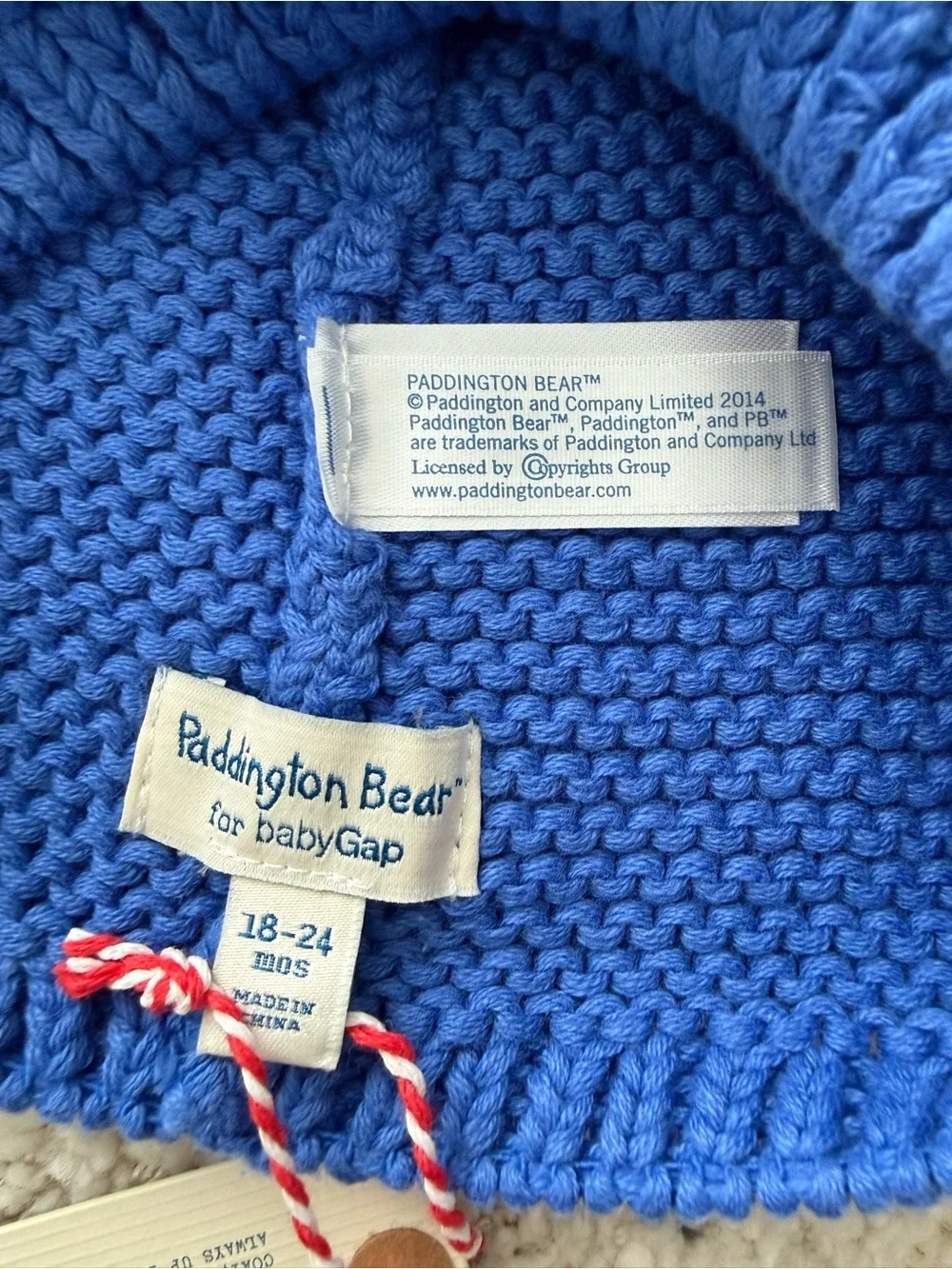 NWT Baby Gap Paddington Bear Knit Hat Blue Bear Ears 18-24 Months Toddler Cap